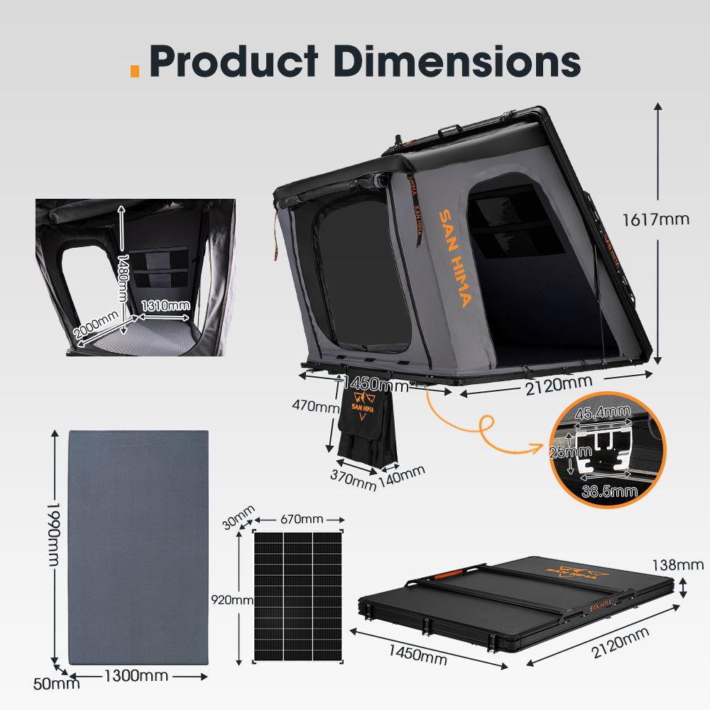 San Hima Kalbarri Gen 2 Roof Top Tent Hard Shell With Ladder + 130W Solar Panel