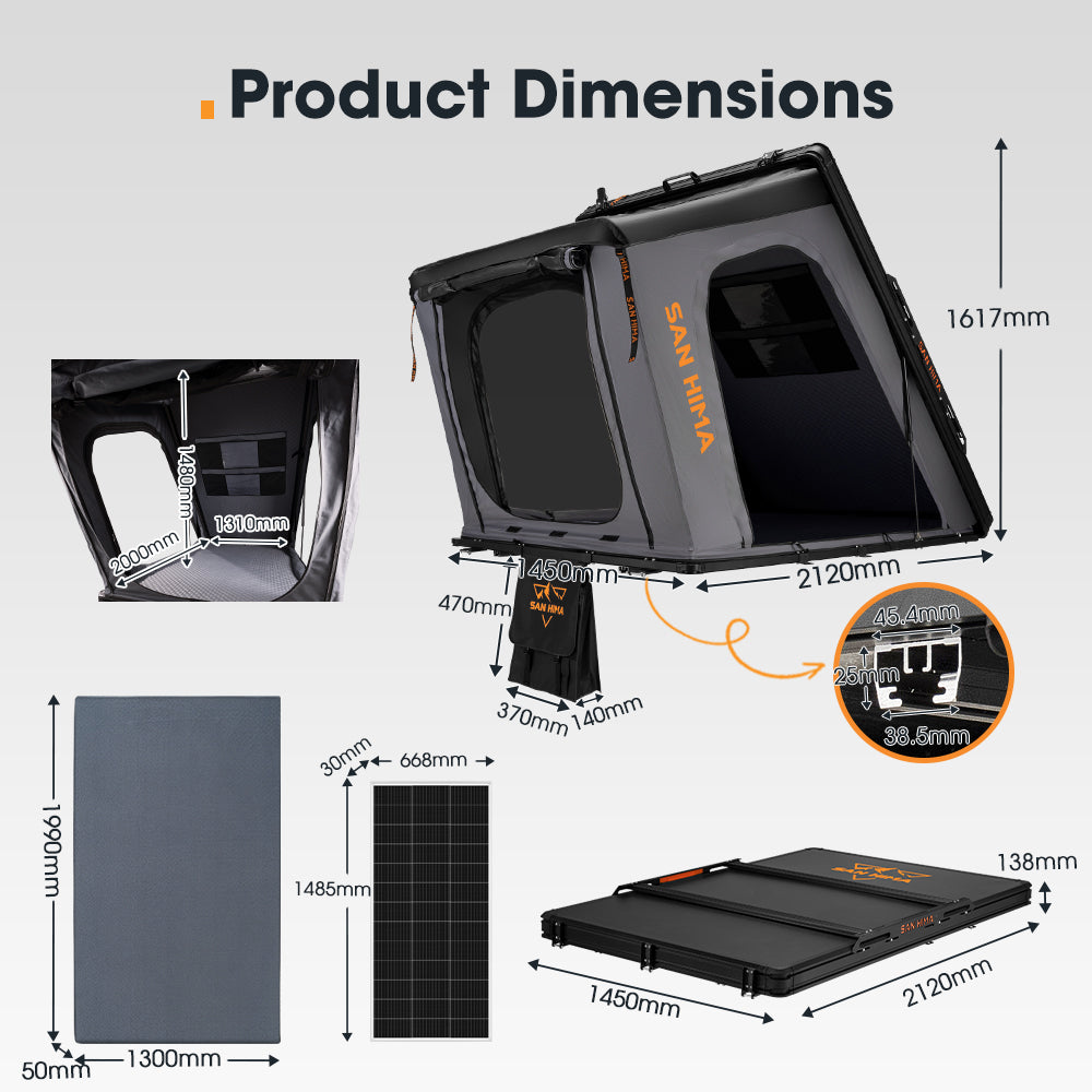 San Hima Kalbarri Gen 2 Roof Top Tent Hard Shell With Ladder + 200W Solar Panel