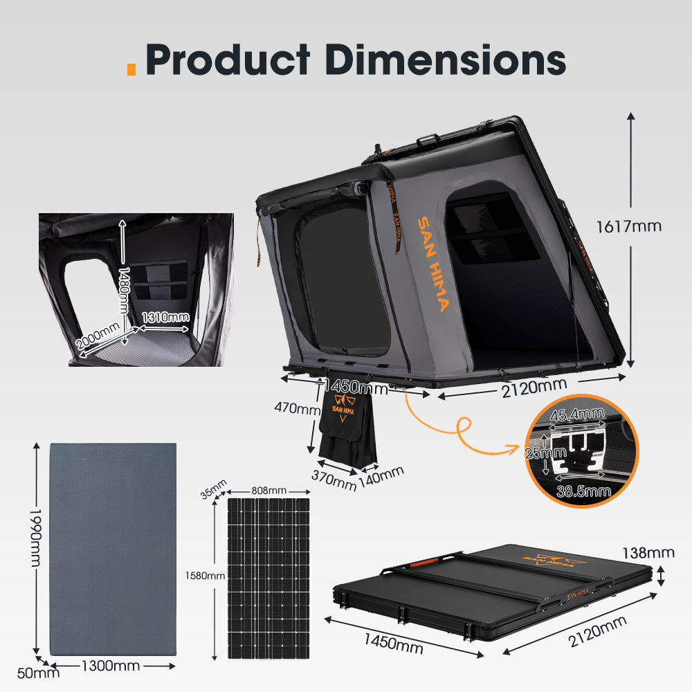 San Hima Kalbarri Gen 2 Roof Top Tent Hard Shell With Ladder + 250W Solar Panel