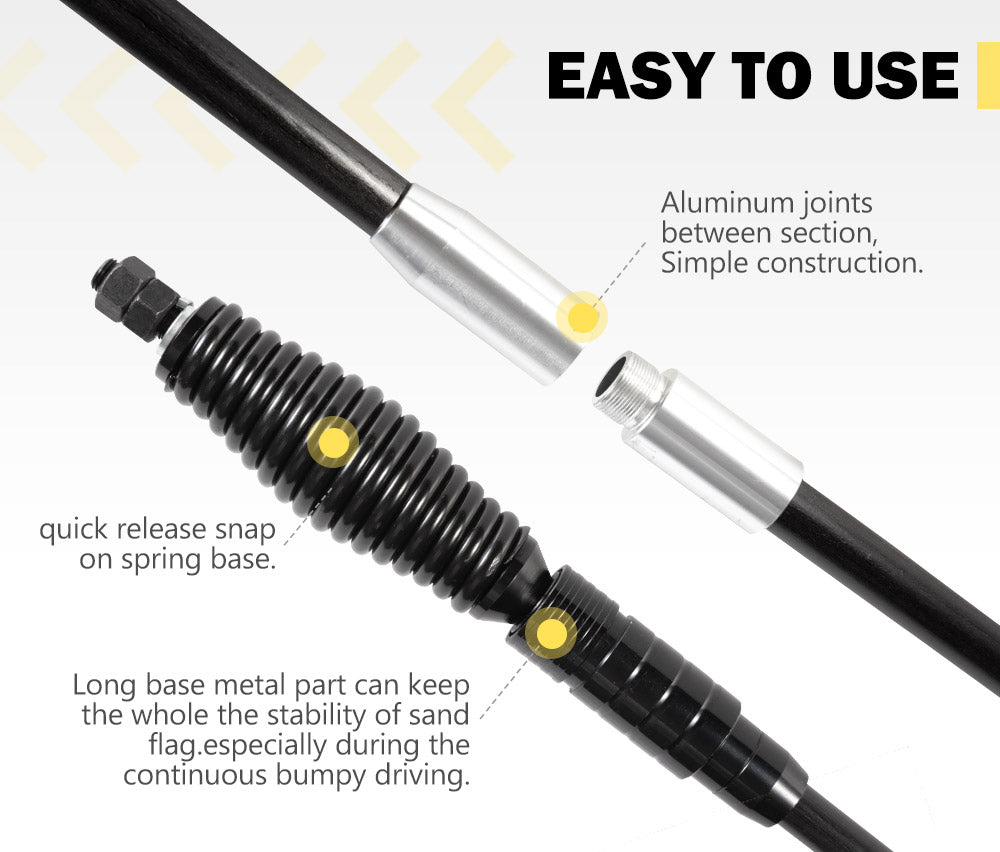 San Hima 3x1M 4WD Recovery Sand Flag Safety Flag Quick Connector