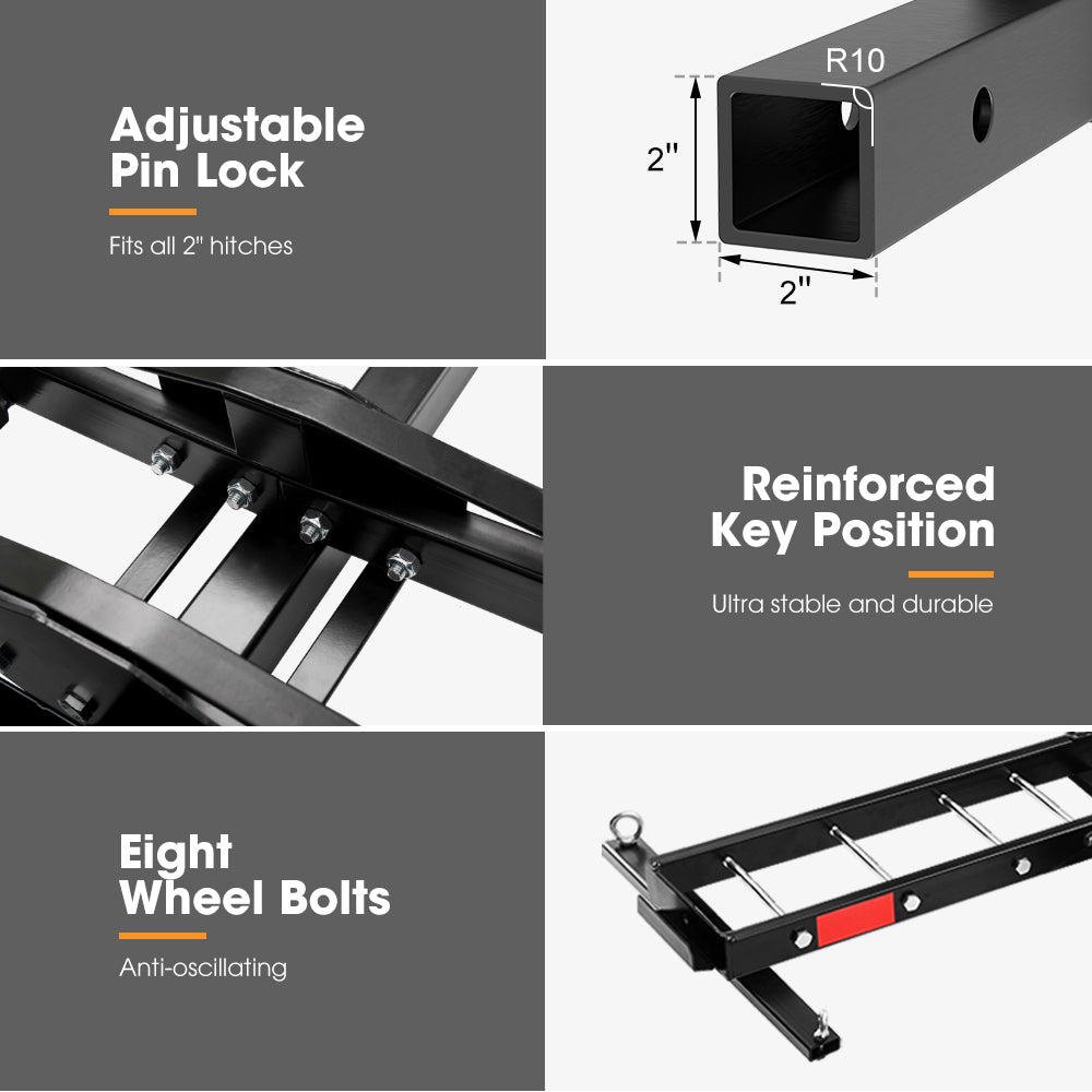 Motorcycle Carrier Motorbike Rack 2 Arms Dirt Bike Ramp 2 inch Towbar Steel