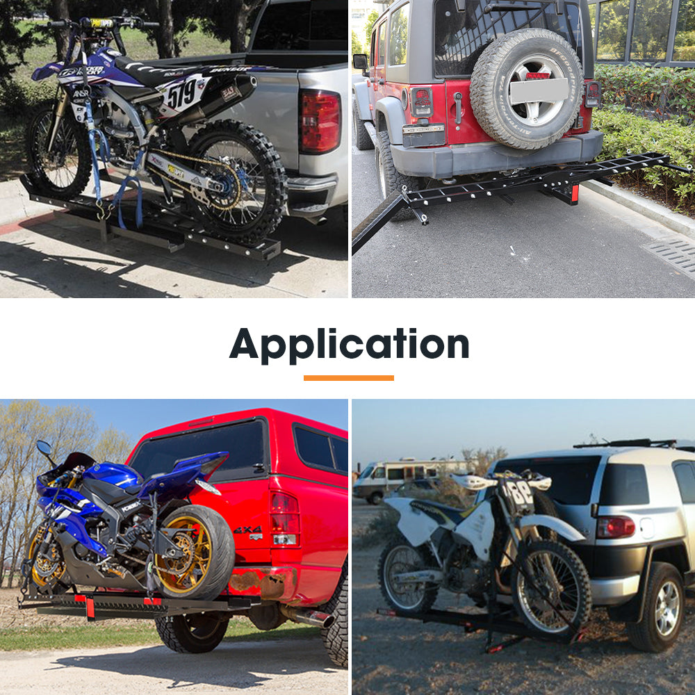 Motorcycle Carrier Motorbike Rack 2 Arms Dirt Bike Ramp 2 inch Towbar Steel