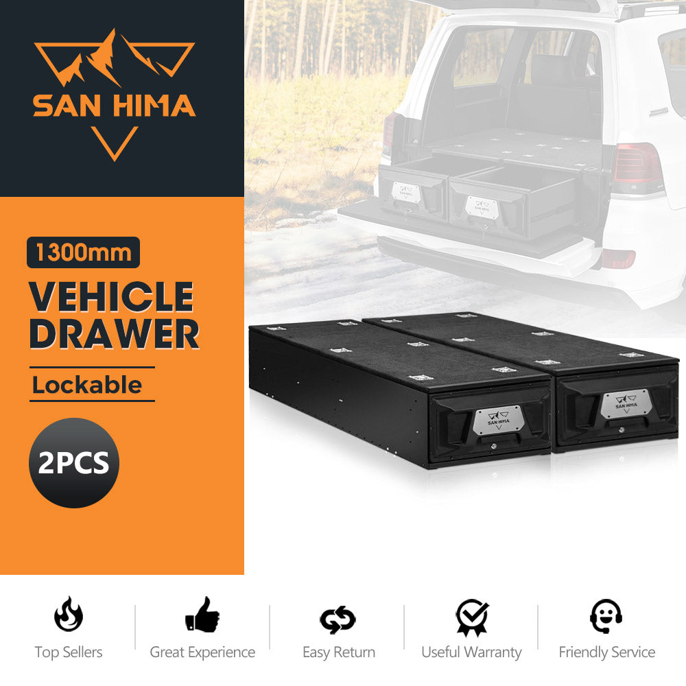 San Hima Lightweight 2X 1300MM 4WD Rear Drawer Vehicle Storage Lockable