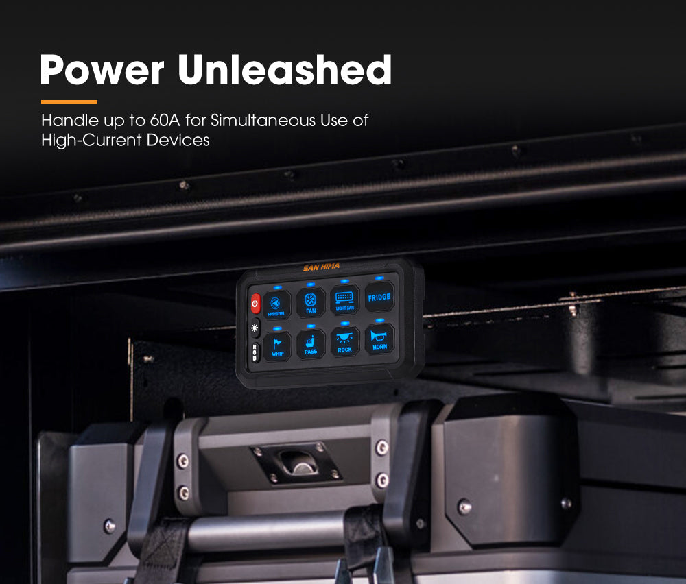 San Hima 8 Gang Bluetooth Switch Panel 12V/24V ON-OFF LED Control For Boat Car