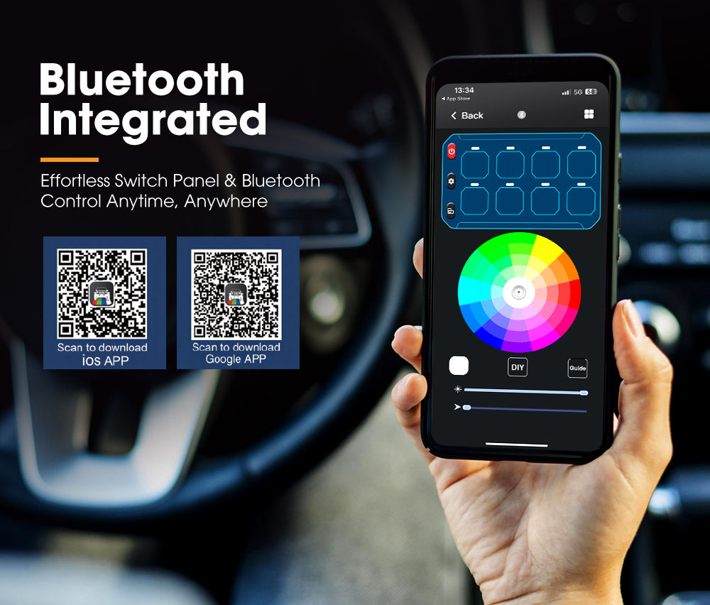 San Hima 8 Gang Bluetooth Switch Panel 12V/24V ON-OFF LED Control For Boat Car