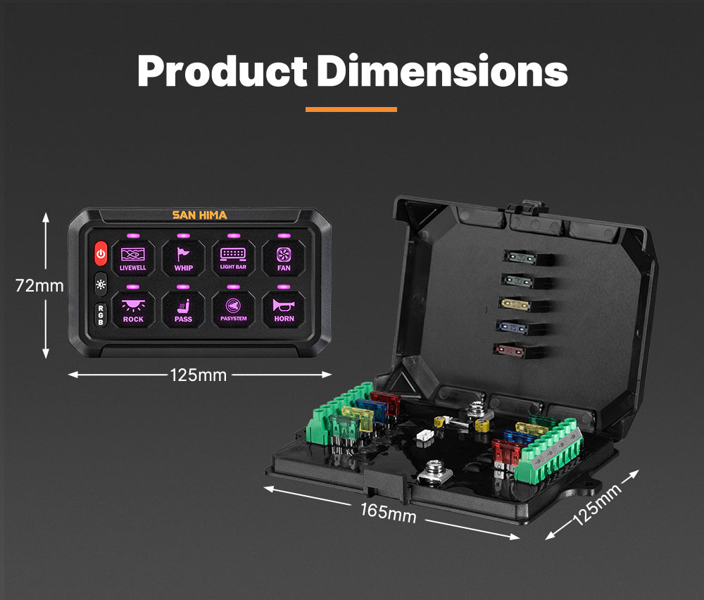 San Hima 8 Gang Bluetooth Switch Panel 12V/24V ON-OFF LED Control For Boat Car