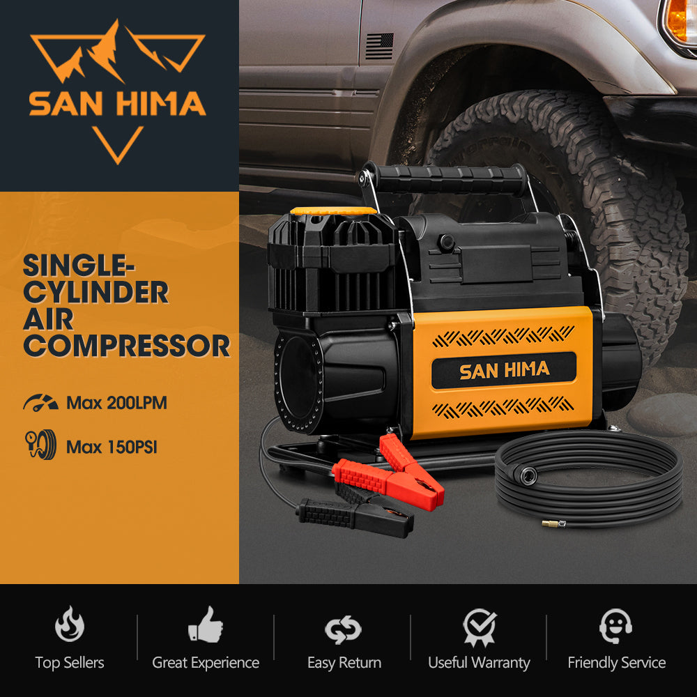 San Hima 12V Single Cylinder Air Compressor 200L/min 150PSI Portable Digital