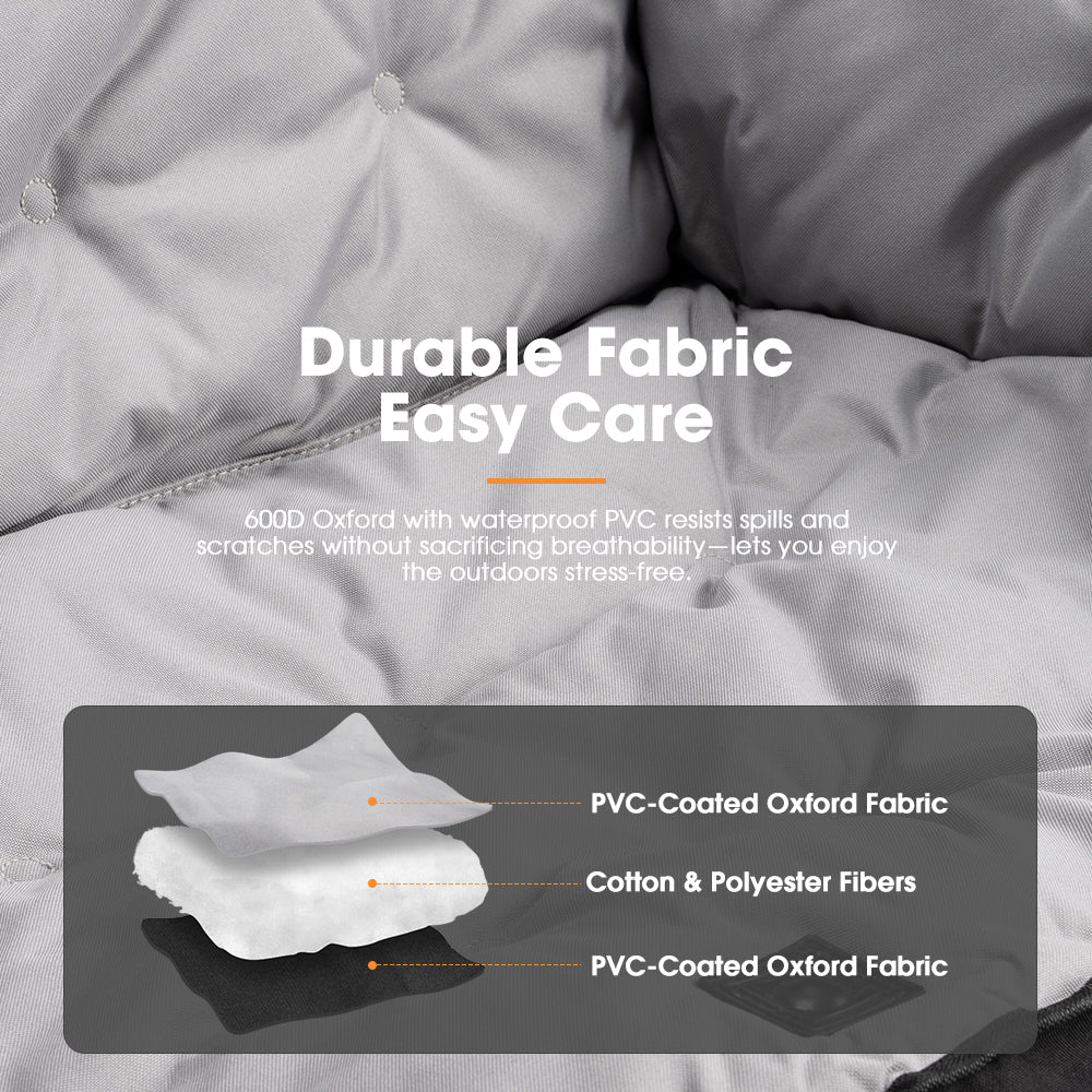 San Hima Folding Double Camping Chair Padded Portable Moon Chair Outdoor Black