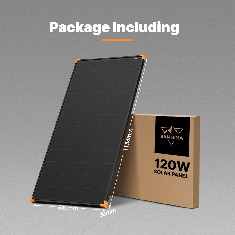 San Hima 120W Mono-HPBC Solar Panel Bypass Fixed Power Camping Caravan Battery