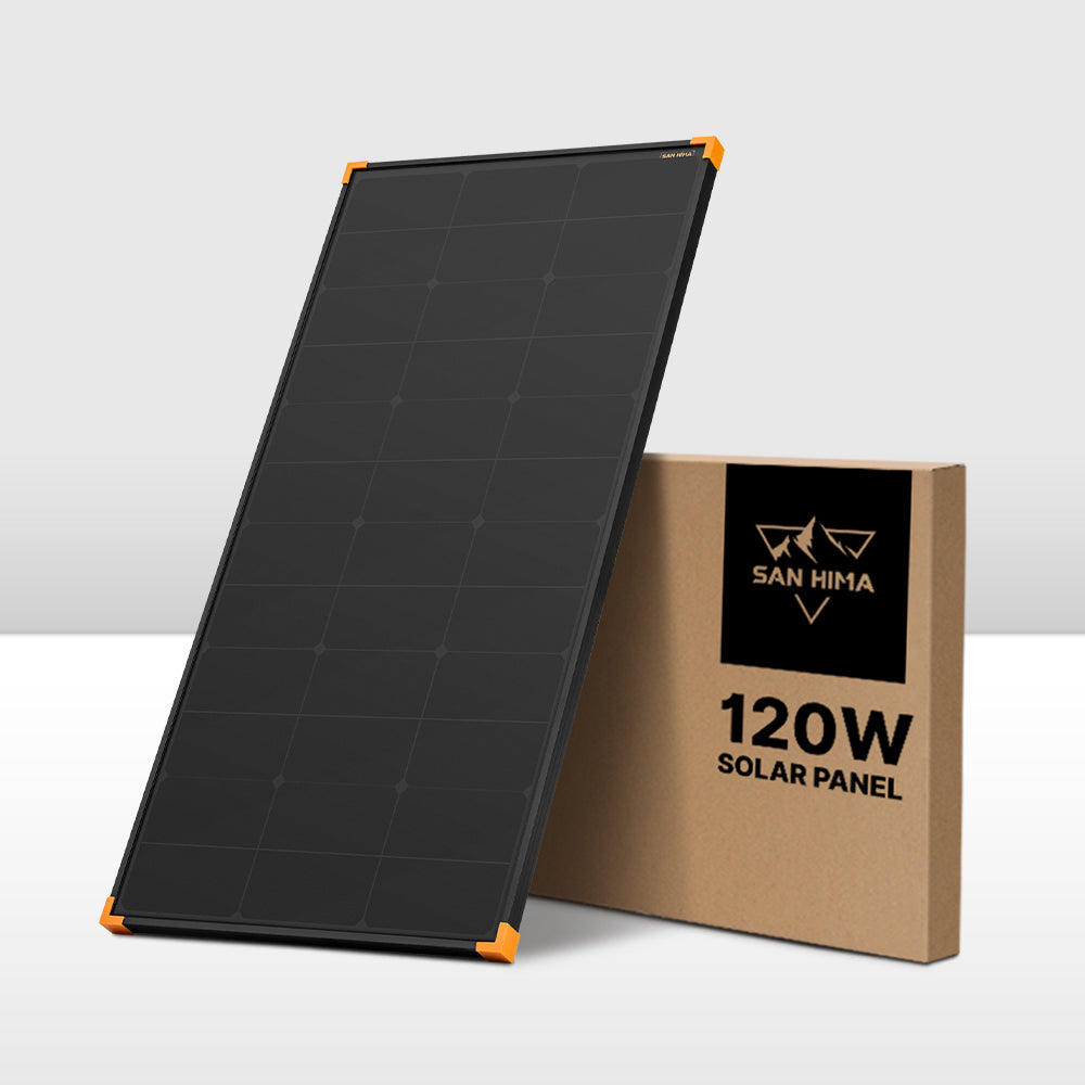 San Hima 120W Mono-HPBC Solar Panel Bypass Fixed Power Camping Caravan Battery