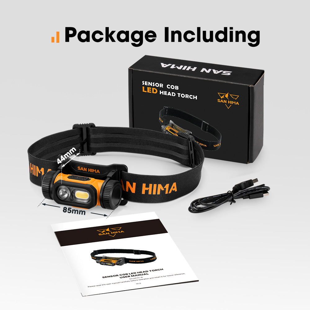 San Hima COB LED Head Torch Headlight Camping Headlamp Rechargeable Waterproof