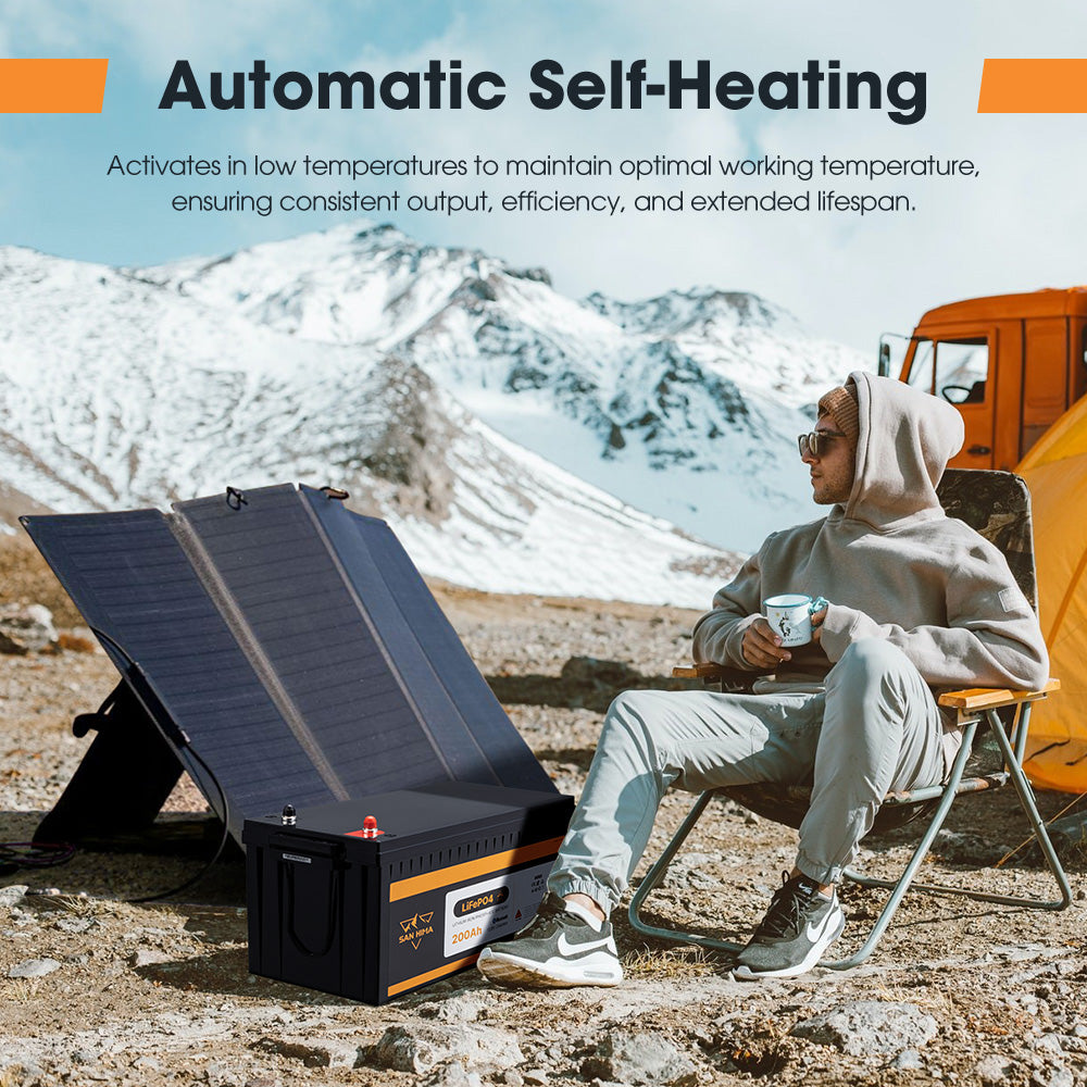 San Hima 12V 100Ah/200Ah Lithium Battery BMS LiFePO4 Self-heating w/