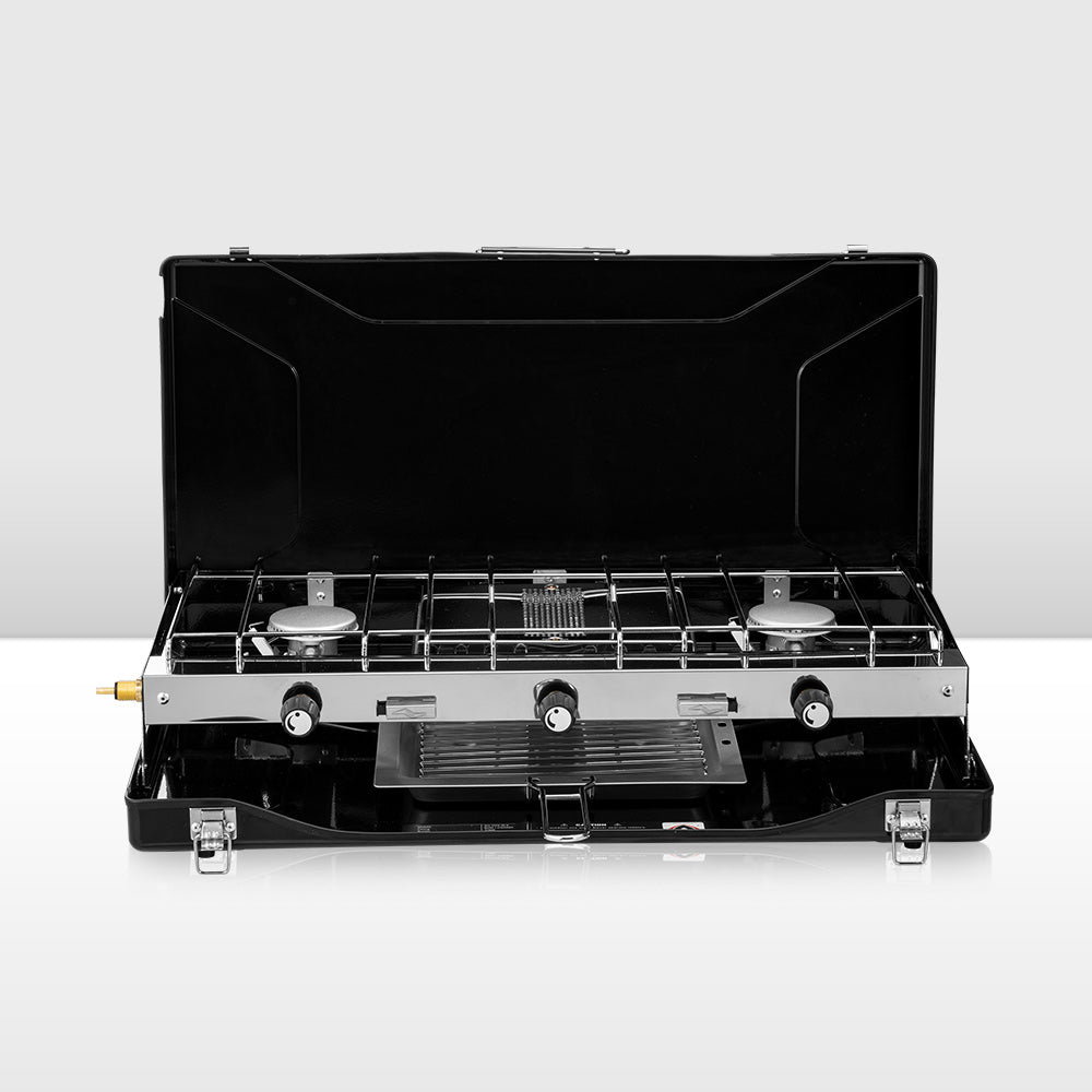 San Hima Camping Gas Stove Portable 3-Burner Outdoor BBQ Cooking 20400 BTU