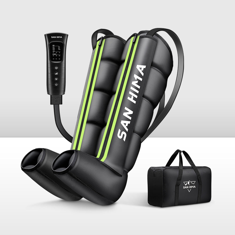 San Hima Air Compression Recovery Boots Full Leg Massager Relief Green Large