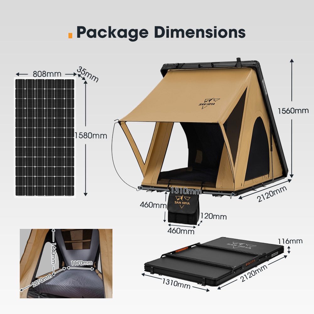 San Hima Kalbarri Lite Gen 2 Rooftop Tent + Rack & Ladder + 250W Solar Panel