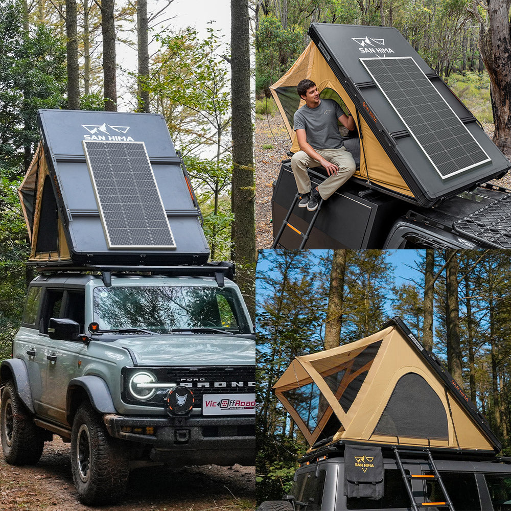 San Hima Kalbarri Lite Gen 2 Rooftop Tent + Rack & Ladder + 200W Solar Panel
