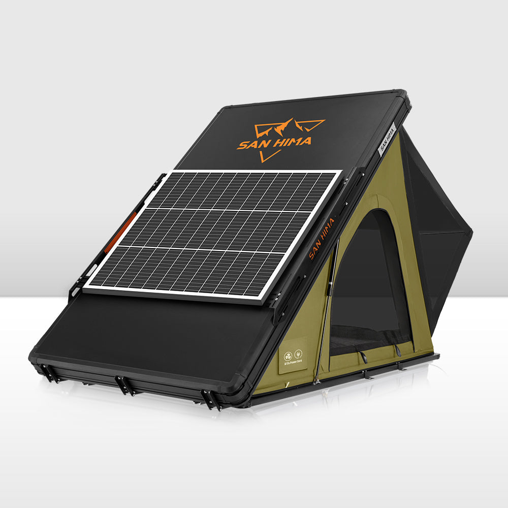 San Hima Kalbarri Lite Gen 2 Rooftop Tent Olive+130W Solar Panel+Ladder&Rack