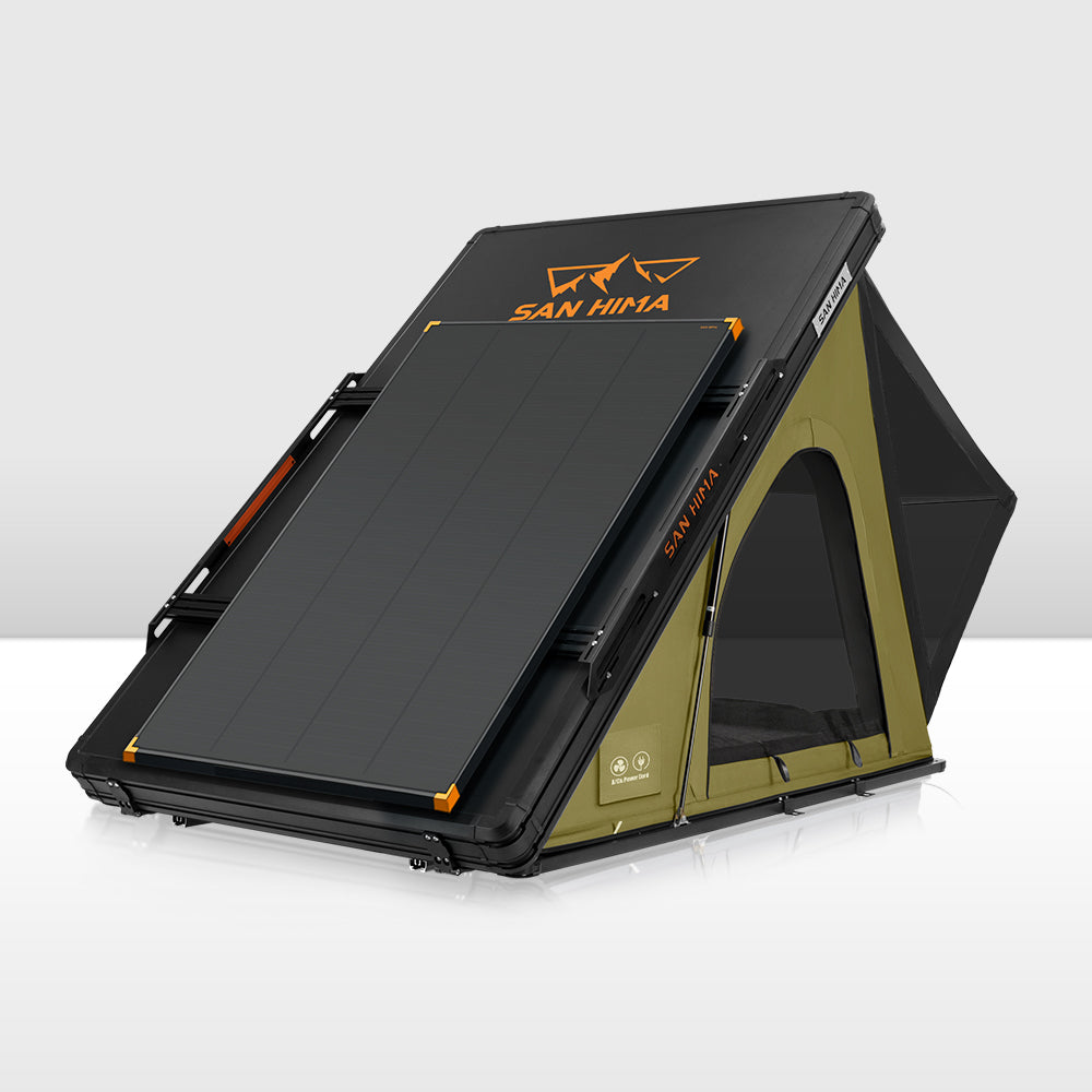 San Hima Kalbarri Lite Gen 2 Rooftop Tent Olive+200W Shingled Solar Panel+Rack