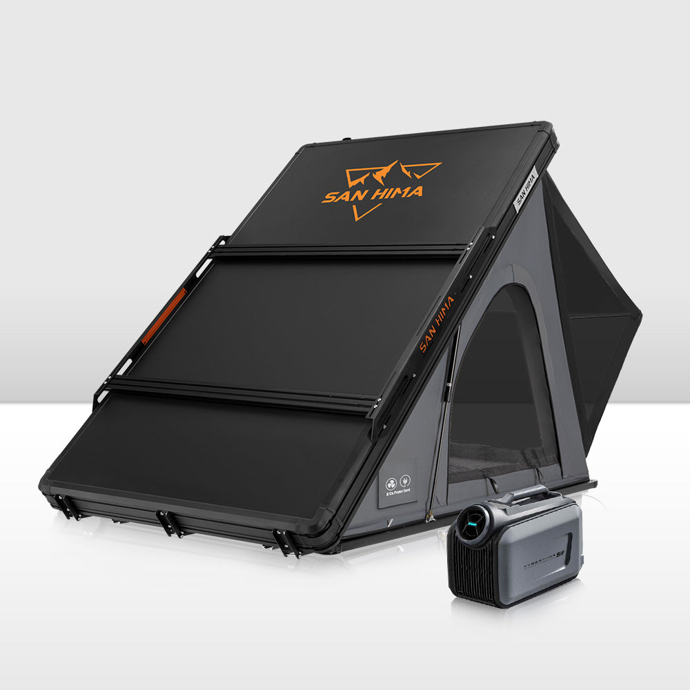 San Hima Kalbarri Lite Gen 2 Rooftop Tent Grey & Rack + Cybertake Air Conditioner S2 Pro