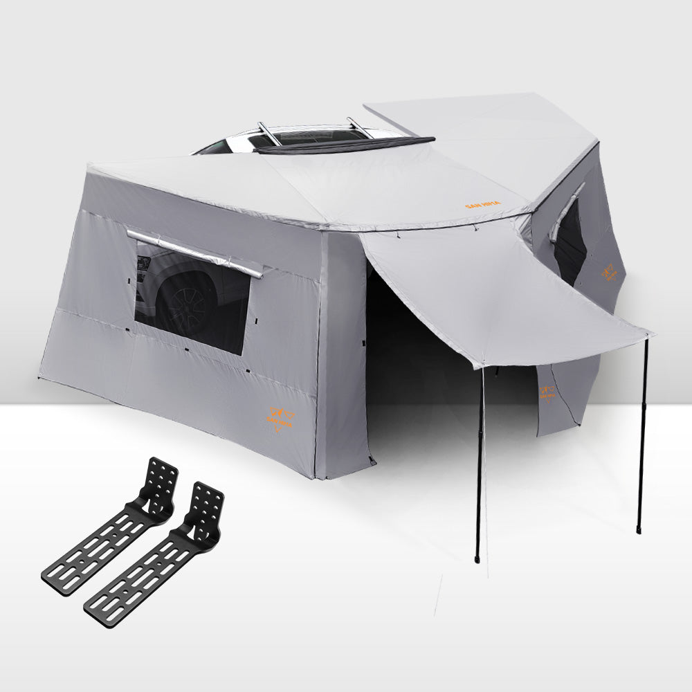 San Hima 270° Awning With Side Wall Car Privacy Screens + "L" Bracket