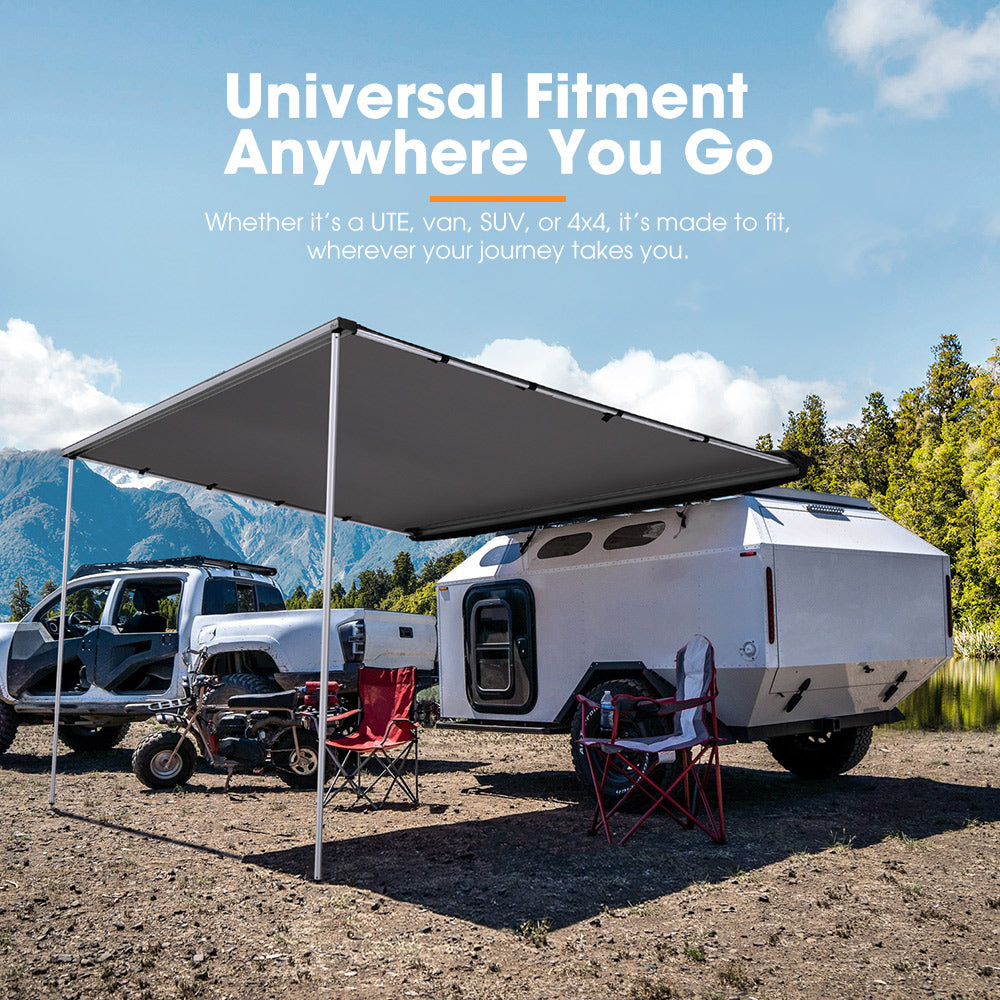 San Hima Car Side Awning Pull-out Telescoping Poles Waterproof Car