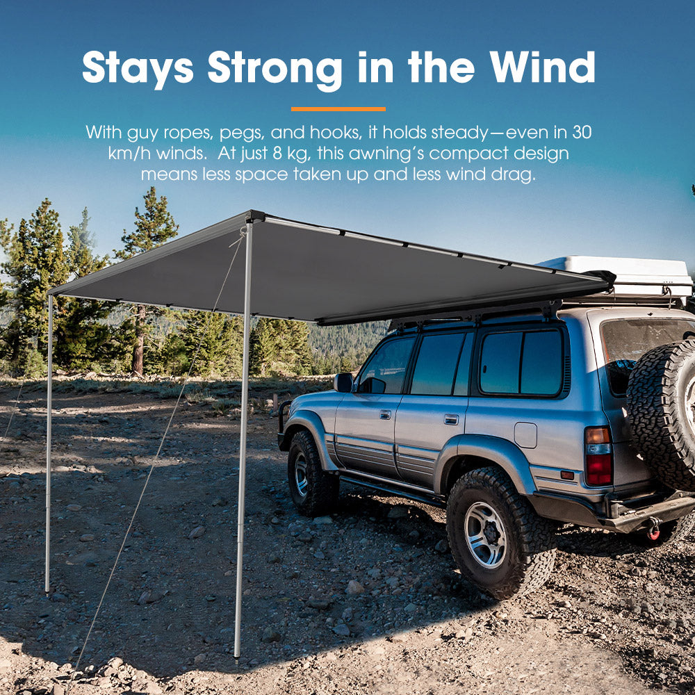 San Hima Car Side Awning 2.5x3m Pull-out Telescoping Poles Waterproof Camping