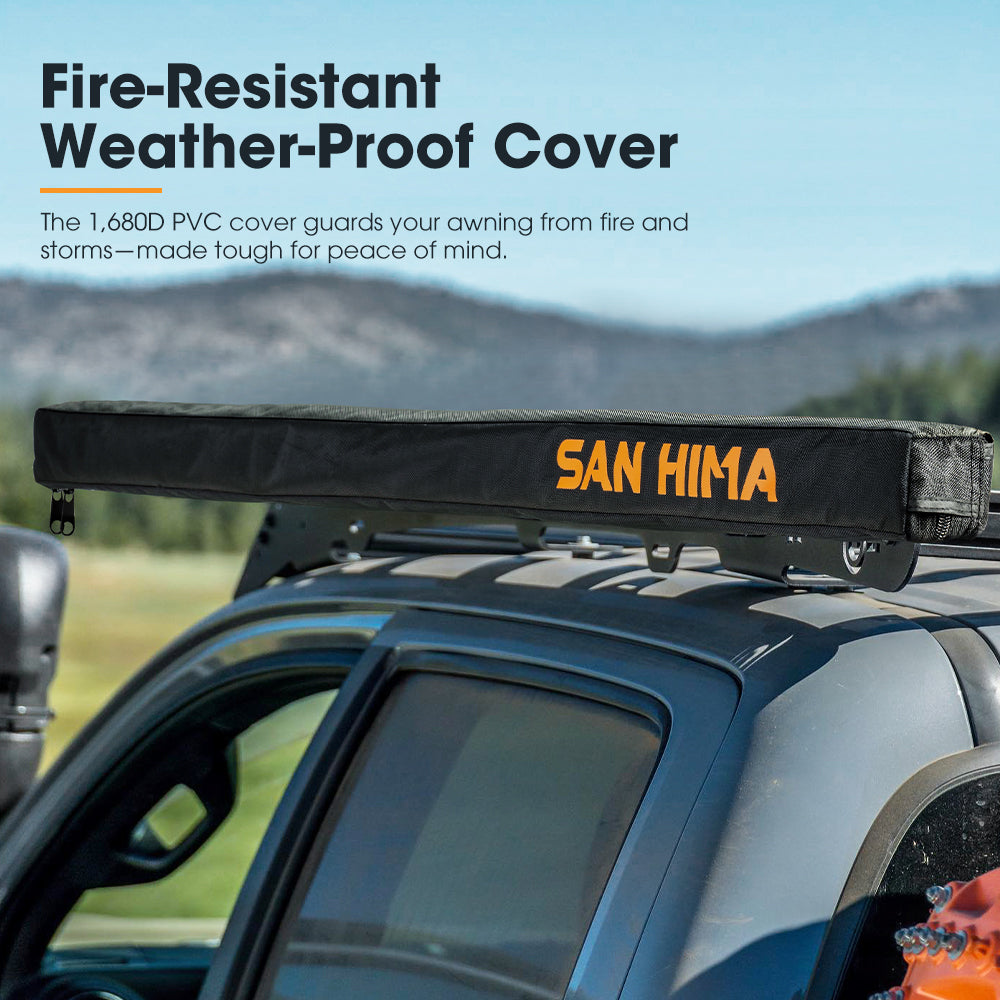 San Hima Car Side Awning 2.5x3m Pull-out Telescoping Poles Waterproof Camping