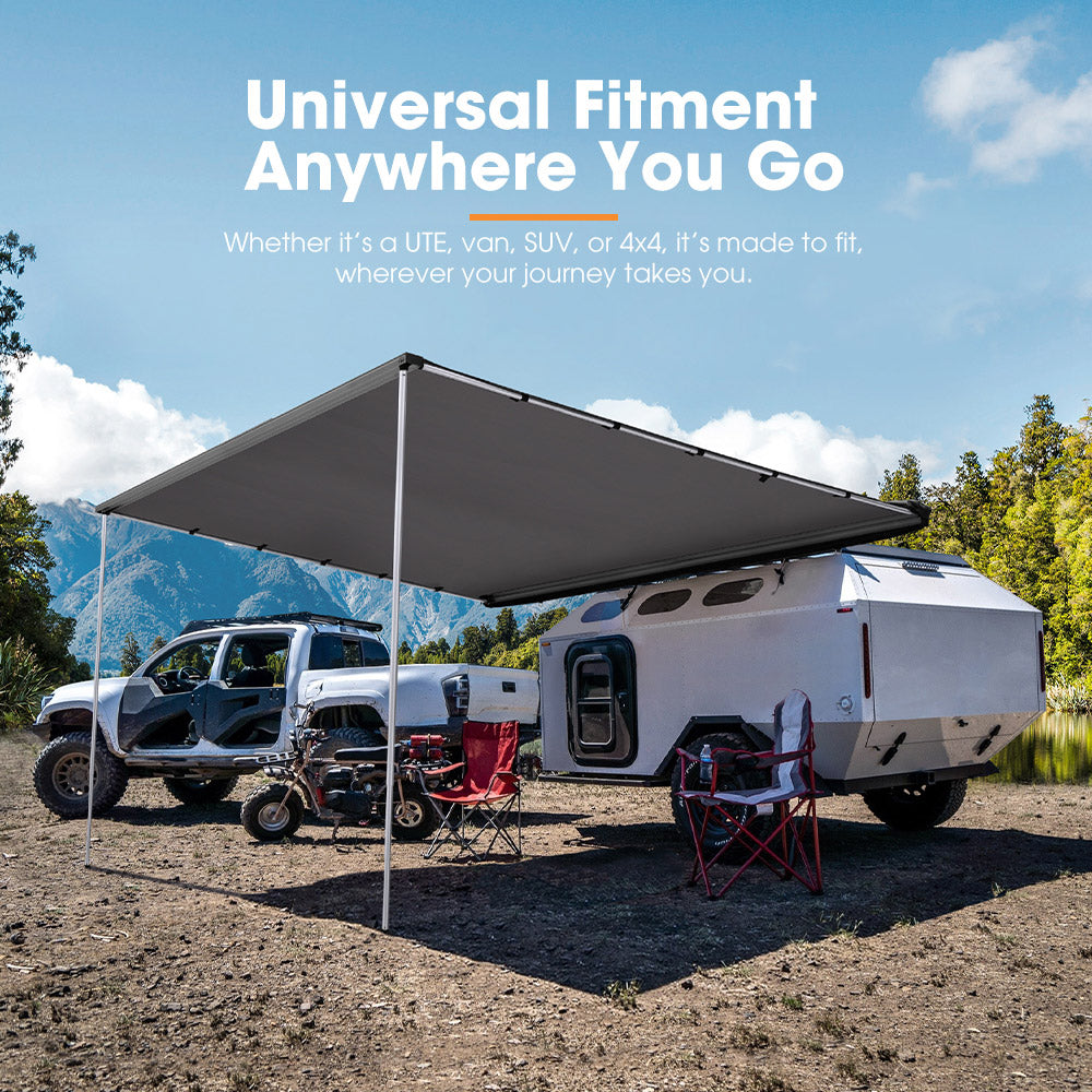 San Hima Car Side Awning 2.5x3m Pull-out Telescoping Poles Waterproof Camping