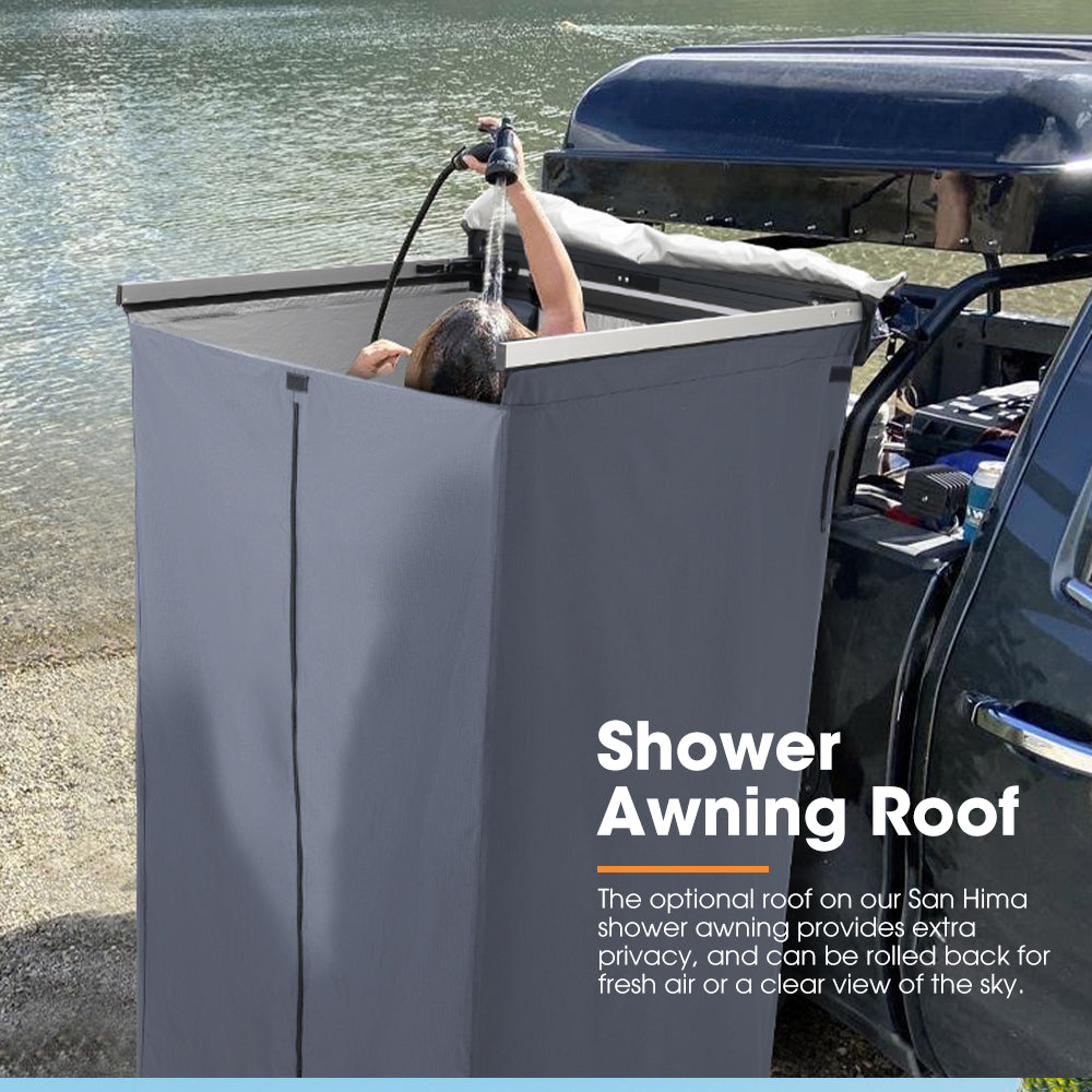 San Hima Shower Awning Instant Tent &Gas Hot Water Heater White&Shower Tent Base