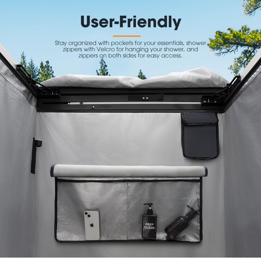 San Hima Shower Awning Instant Tent &Gas Hot Water Heater White&Shower Tent Base