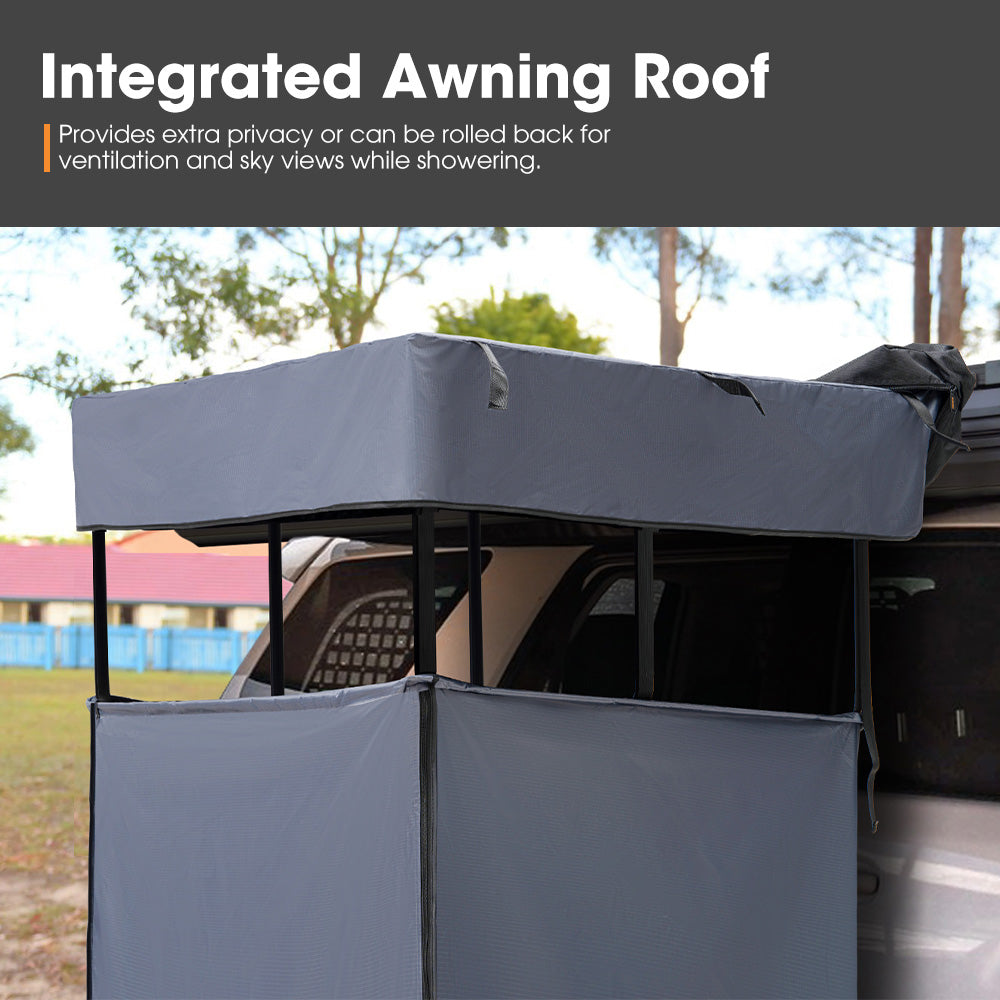 San Hima Camping Shower Tent Grey & Gas Hot Water Heater White &Shower Tent Base