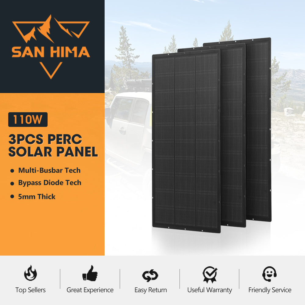 San Hima 170W 110W PERC Solar Panel Kit Mono Multi-busbar Tech Bypass Diode 5MM