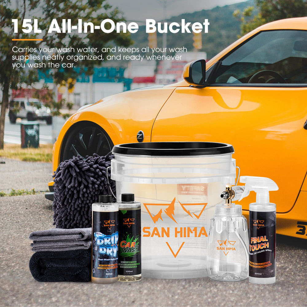 San Hima 10PCS Car Cleaning Kit Interior Exterior Detail Wash Polish Care Bucket