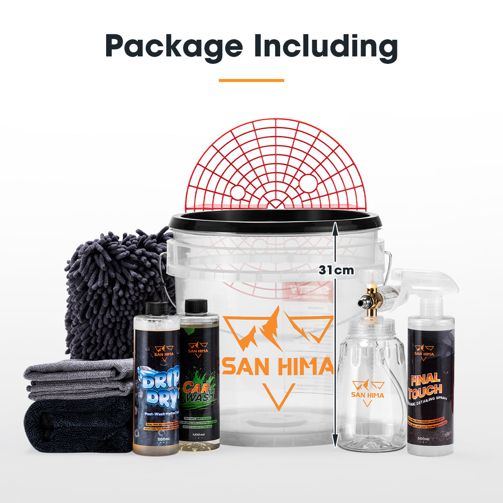 San Hima 10PCS Car Cleaning Kit Interior Exterior Detail Wash Polish Care Bucket