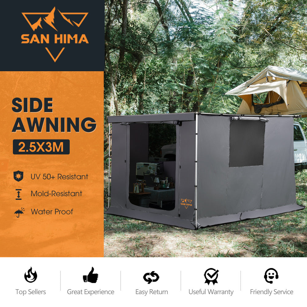 San Hima Car Side Awning Tent 2x2.5m/2.5x3m Portable Camping Waterproof Shade