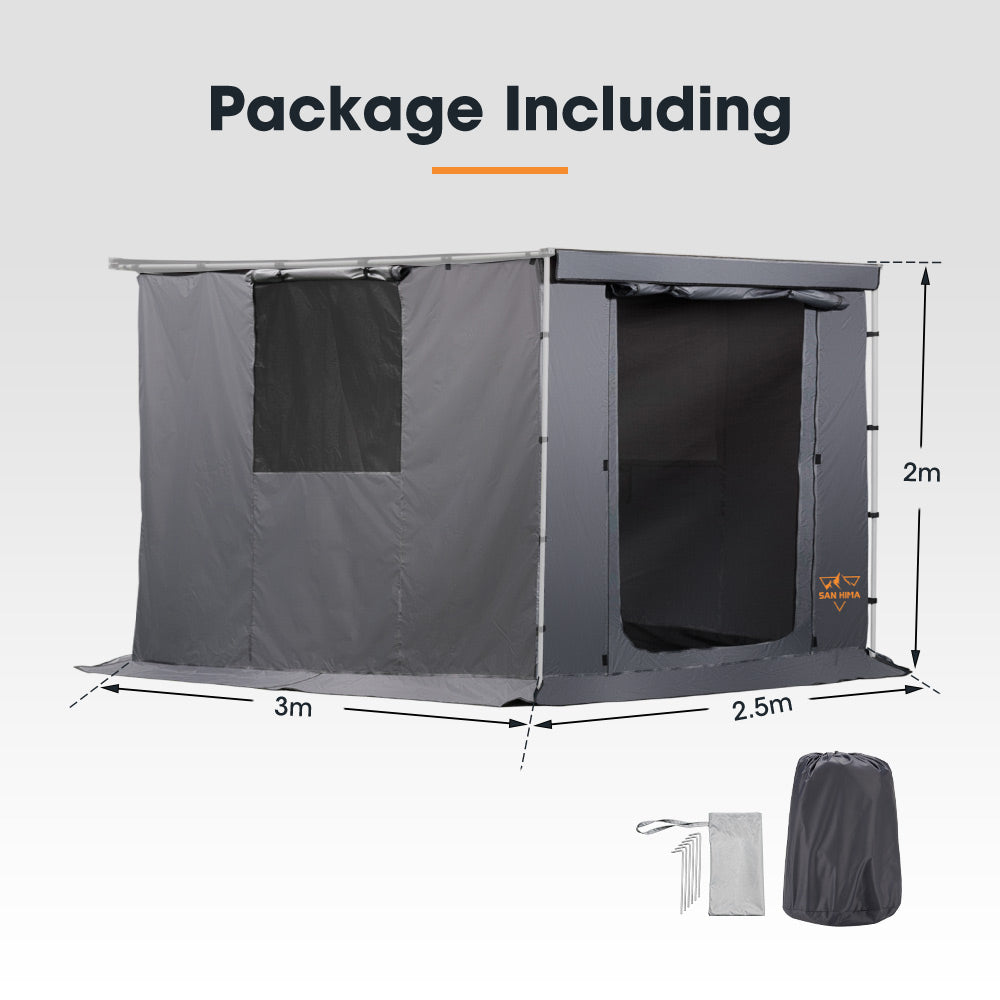 San Hima Car Side Awning Tent 2x2.5m/2.5x3m Portable Camping Waterproof Shade