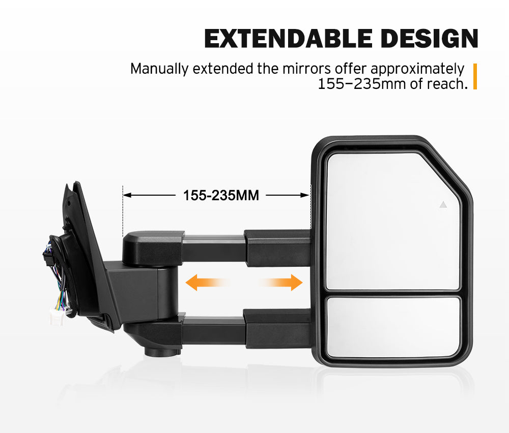 San Hima Extendable Towing Mirrors Gen2 for Isuzu MU-X MY2021-On