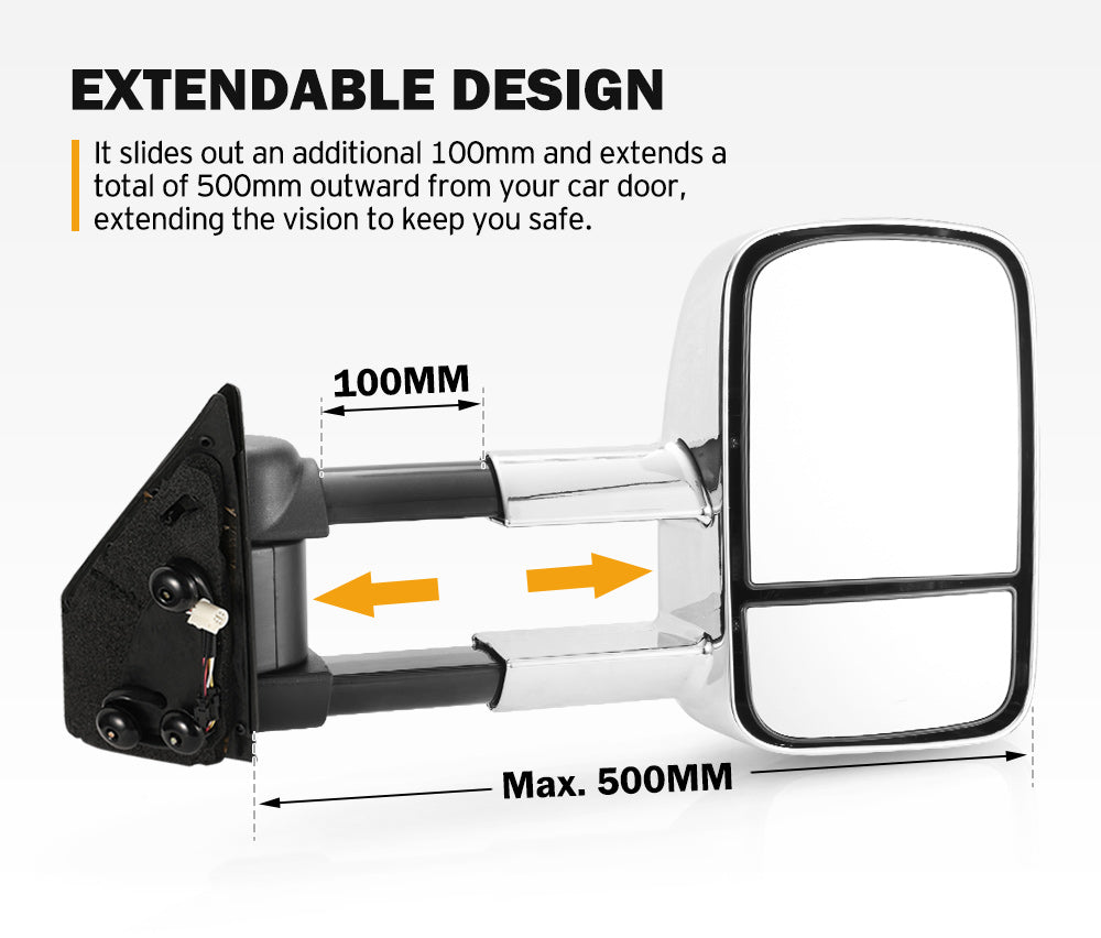 Pair Extendable Towing Mirror for Toyota Landcruiser 200 Series 2007-2021 with Indicator
