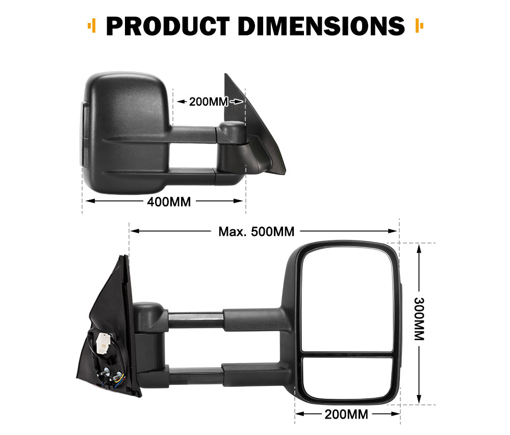 Pair Extendable Towing Mirrors Gen1 for Toyota Prado 150 Series 2009 - 2019