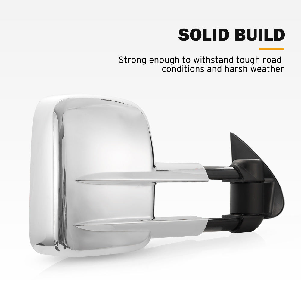 San Hima Pair Extendable Towing Mirrors for Toyota Hilux 2005-2015 N70 Silver