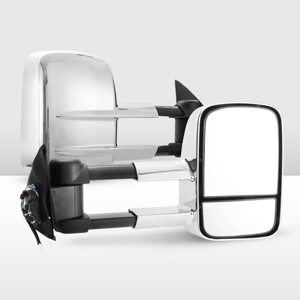 San Hima Pair Extendable Towing Mirrors for Toyota Hilux 2005-2015 N70 Silver