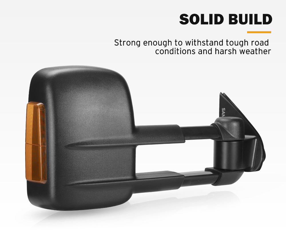 Pair Extendable Towing Mirrors Gen1 for Holden Rodeo 2003-2008 Black