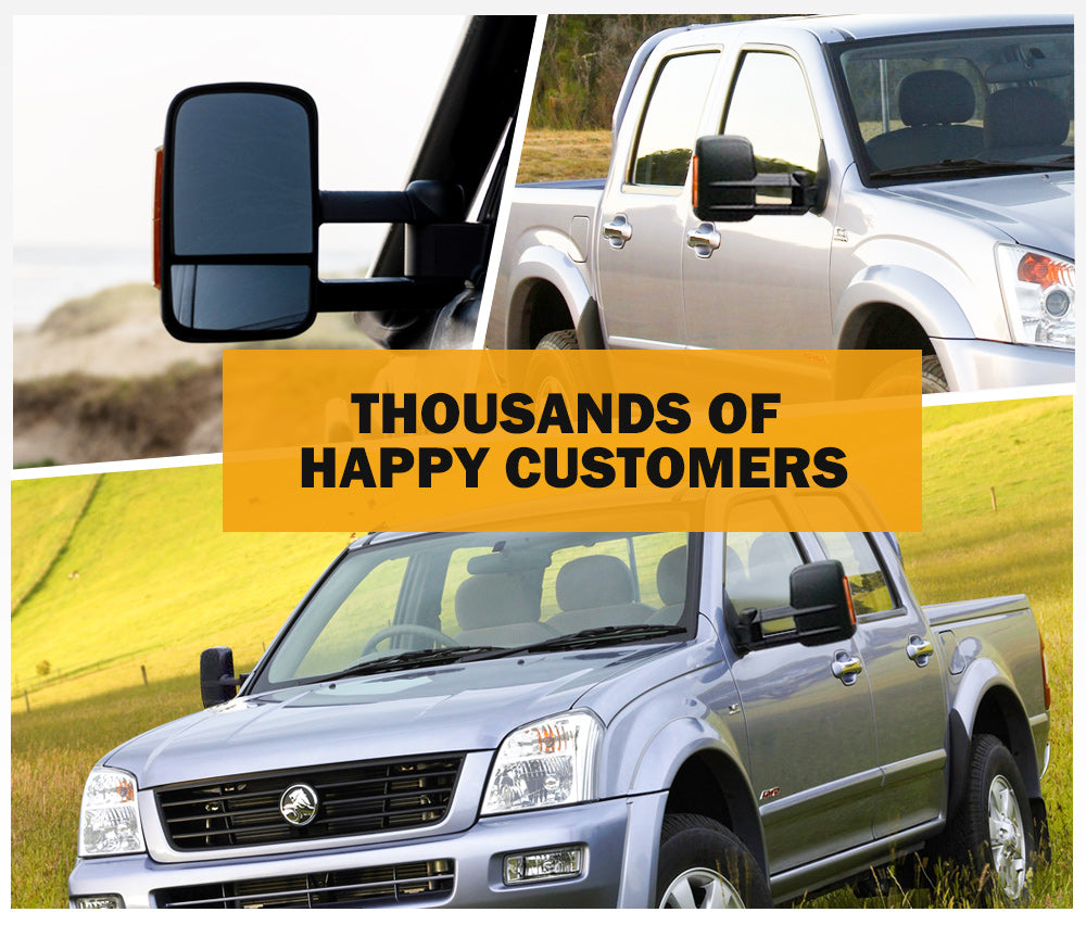 Pair Extendable Towing Mirrors Gen1 for Holden Rodeo 2003-2008 Black