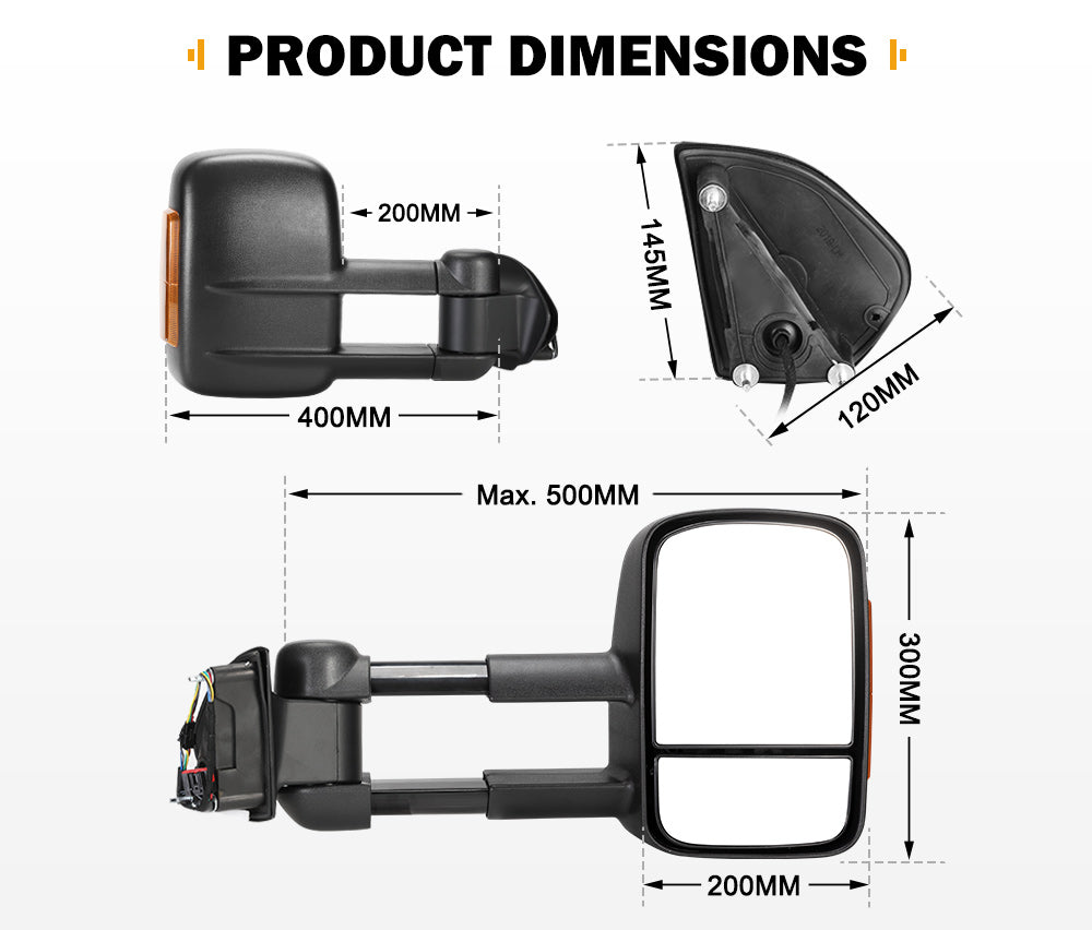Pair Extendable Towing Mirrors For Range Rover Sport 2005-2013