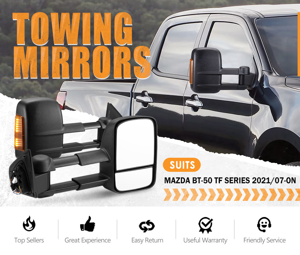 San Hima Extendable Towing Mirrors Gen1 For Mazda BT50 BT-50 TF Series 2021/07-ON