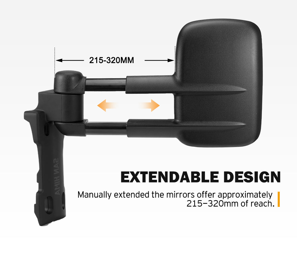 SAN HIMA Extendable Towing Mirrors Gen1 Pair For Toyota Landcruiser 70-79 1984-Current