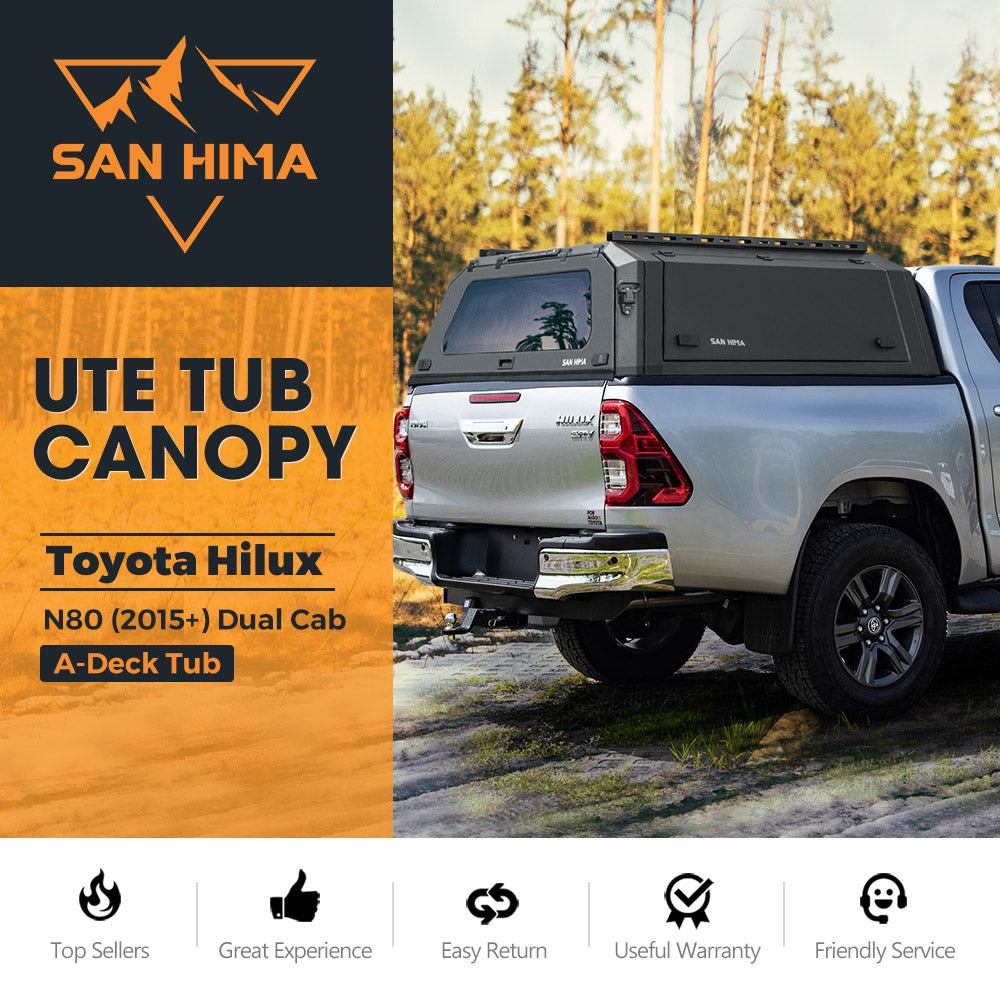 San Hima UTE Steel Canopy Gen1 For Toyota Hilux N80 2015-On Dual Cab - A Deck Only