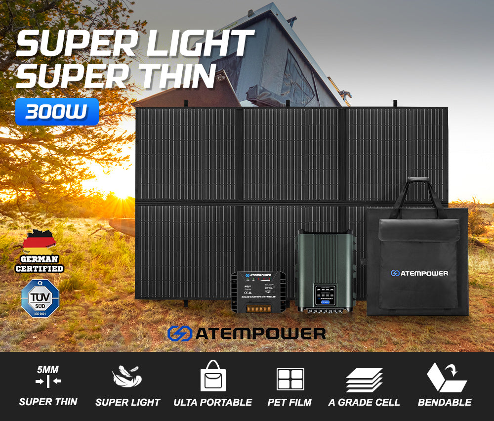 12V 300W Folding Solar Panel Blanket + DC to DC Battery Charger
