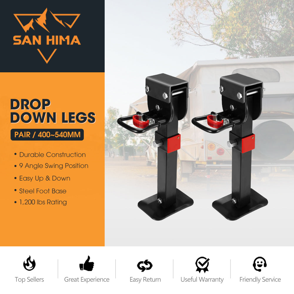 2x 400mm Corner Legs Drop Down W/Handle Steel Base 1200LBS