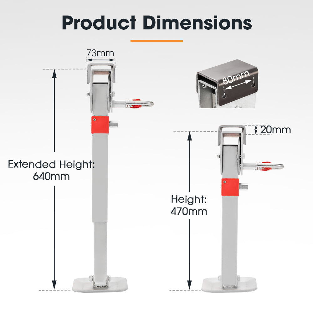 2x 470MM Corner Legs Drop Down W/Handle Steel Base 1200LBS